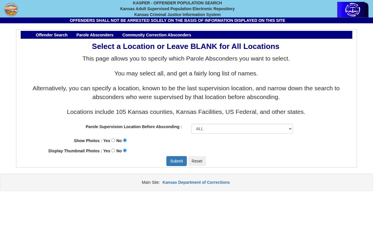 Logan County parole absconder status search